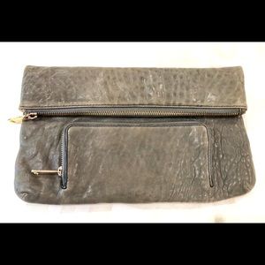 Lodis clutch: olive, distressed leather